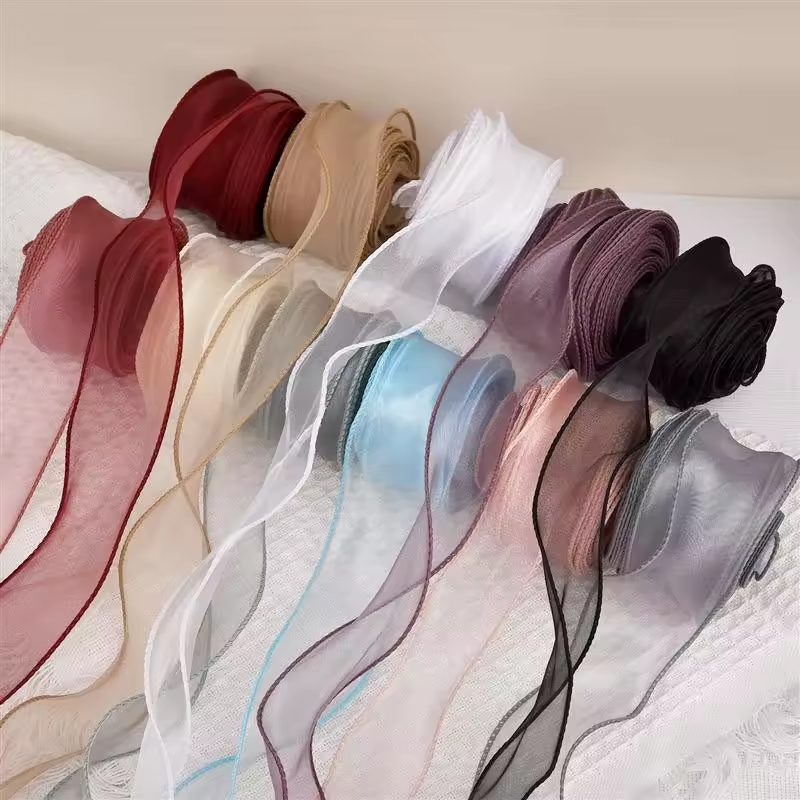 Ribbon Organza Roll - 10Yards/Roll Şeffaf Şifon Kurdele Organze Saten